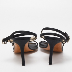 Dior Black Satin CD Ankle Wrap Sandals Size 40.5