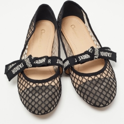 Dior Black Mesh Miss J'adior Ballet Flats Size 35