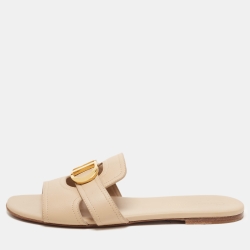 Dior Beige Leather 30 Montaigne Flat Slides Size 40