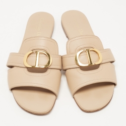 Dior Beige Leather 30 Montaigne Flat Slides Size 40