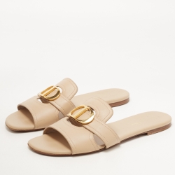 Dior Beige Leather 30 Montaigne Flat Slides Size 40