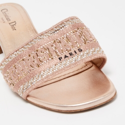 Pre Owned Dior Metallic Pink Canvas Dway  Slide Sandals Size 39
