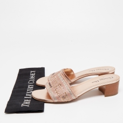 Pre Owned Dior Metallic Pink Canvas Dway  Slide Sandals Size 39