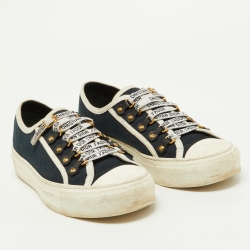 Pre Owned Dior Navy Blue/White Canvas Walk'n'Dior Low Top Sneakers Size 37