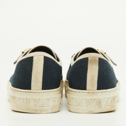 Pre Owned Dior Navy Blue/White Canvas Walk'n'Dior Low Top Sneakers Size 37