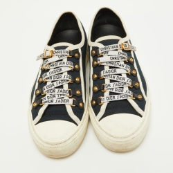 Pre Owned Dior Navy Blue/White Canvas Walk'n'Dior Low Top Sneakers Size 37