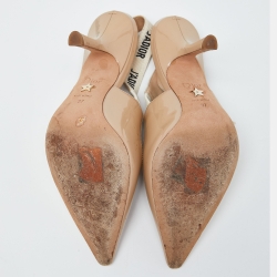 Dior Beige Patent Leather J'adior Slingback Pumps Size 37