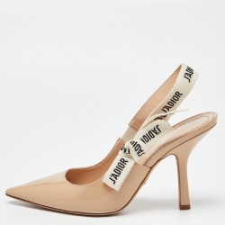 Dior Beige Patent Leather J'adior Slingback Pumps Size 37