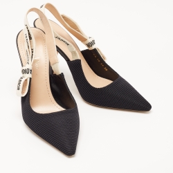 Dior Black Technical Fabric J'Adior Slingback Pumps Size 38