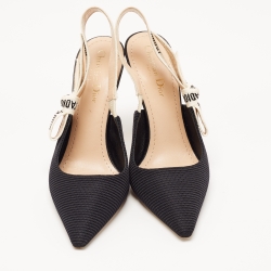 Dior Black Technical Fabric J'Adior Slingback Pumps Size 38
