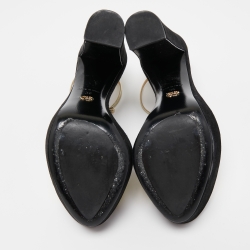 Dior Black/Gold Suede and Leather Ankle Strap Sandals Size 36