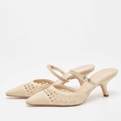 مملوكة مسبقًا Dior Gold Glitter Lace Mary Jane Slide Sandals Size 41