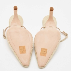 مملوكة مسبقًا Dior Gold Glitter Lace Mary Jane Slide Sandals Size 41