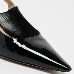 مملوكة مسبقًا Dior Black Patent Leather J'adior Slingback Pumps Size 40.5