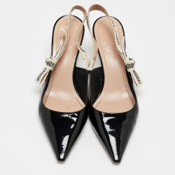 مملوكة مسبقًا Dior Black Patent Leather J'adior Slingback Pumps Size 40.5