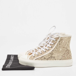 Dior Gold/White Lace and Rubber Walk'n'Dior Sneakers Size 38.5
