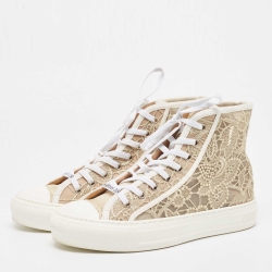 Dior Gold/White Lace and Rubber Walk'n'Dior Sneakers Size 38.5
