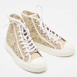 Dior Gold/White Lace and Rubber Walk'n'Dior Sneakers Size 38.5