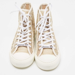 Dior Gold/White Lace and Rubber Walk'n'Dior Sneakers Size 38.5