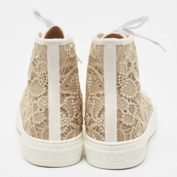 Dior Gold/White Lace and Rubber Walk'n'Dior Sneakers Size 38.5