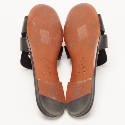 Dior Black Leather 30 Montaigne Flat Slides Size 38
