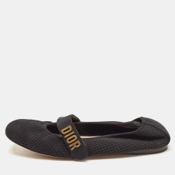 Pre Owned Dior Black Knit Fabric Mary Jane Ballet Flats Size 37.5