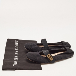 Pre Owned Dior Black Knit Fabric Mary Jane Ballet Flats Size 37.5