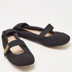 Pre Owned Dior Black Knit Fabric Mary Jane Ballet Flats Size 37.5