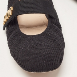 Pre Owned Dior Black Knit Fabric Mary Jane Ballet Flats Size 37.5