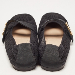 Pre Owned Dior Black Knit Fabric Mary Jane Ballet Flats Size 37.5