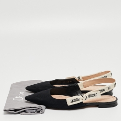 Dior Black Technical Fabric J'adior Slingback Flats Size 37