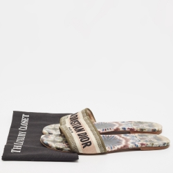 Dior Multicolor Canvas Dway  Flat Slides Size 41 