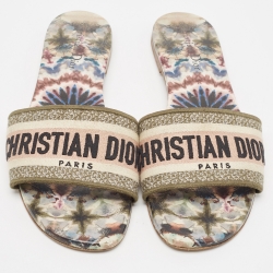 Dior Multicolor Canvas Dway  Flat Slides Size 41 