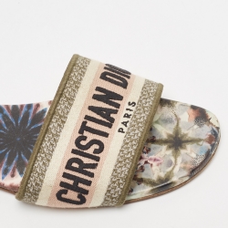 Dior Multicolor Canvas Dway  Flat Slides Size 41 