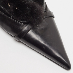 Pre Owned Dior Black Leather and Mink Fur Slingback Pumps Size 38
