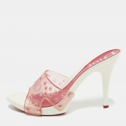 Dior Pink PVC Logo Open Toe Sandals Size 39.5
