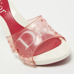 Dior Pink PVC Logo Open Toe Sandals Size 39.5
