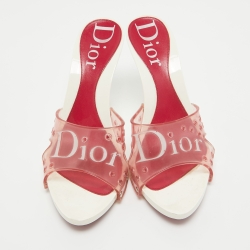 Dior Pink PVC Logo Open Toe Sandals Size 39.5