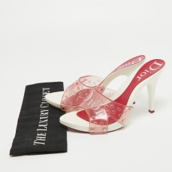 Dior Pink PVC Logo Open Toe Sandals Size 39.5