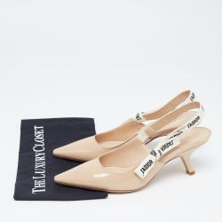 مملوكة مسبقًا Dior Beige Patent J'Adior Slingback Pumps Size 41