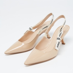 مملوكة مسبقًا Dior Beige Patent J'Adior Slingback Pumps Size 41