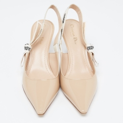 مملوكة مسبقًا Dior Beige Patent J'Adior Slingback Pumps Size 41