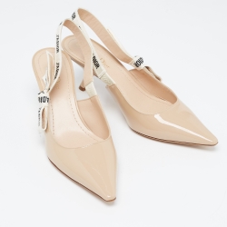 مملوكة مسبقًا Dior Beige Patent J'Adior Slingback Pumps Size 41