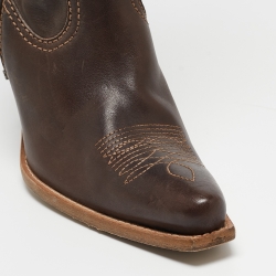 Pre Owned Dior Brown Leather Knee Length Cowboy Boots Size 39.5