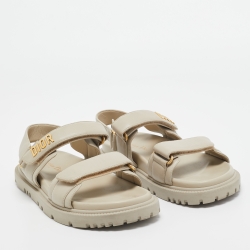 Dior  Grey Leather DiorAct  Slingback Sandals Size 38.5