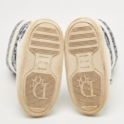 مملوكة مسبقًا Dior Blue/White Denim and Leather Moon Boots Size 35-37