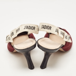 Pre Owned Dior Burgundy Mesh J'Adior Slingback Pumps Size 39