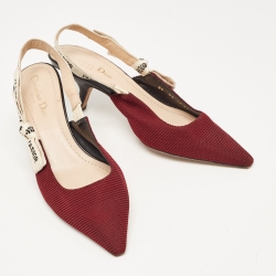 Pre Owned Dior Burgundy Mesh J'Adior Slingback Pumps Size 39