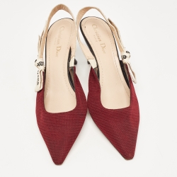Pre Owned Dior Burgundy Mesh J'Adior Slingback Pumps Size 39
