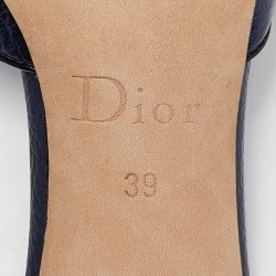 Pre Owned Dior Two Tone Blue Leather and Suede Bow Slide Sandals Size 39